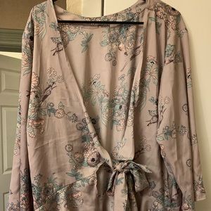 Cropped floral wrap blouse!